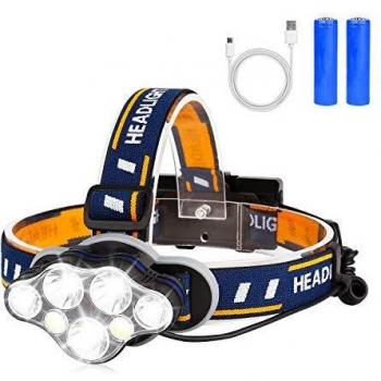 BRIGENIUS Linterna Frontal, LED Súper Brillante Recargable Linterna Cabeza 8 Modos 90 Grados Ajustable Alta Potencia Impermeable Linternas Frontales para Camping, Excursión, Pesca, Carrera, Ciclismo