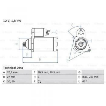 Motor de Arranque Bosch 986018410 - Tipo: Motor de arranque, Marca: Bosch, Número de pieza: 0 986 018 410