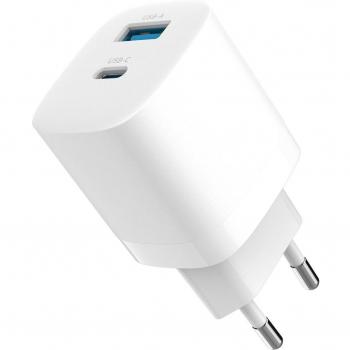 Cargador de pared USB-A / USB-C blanco