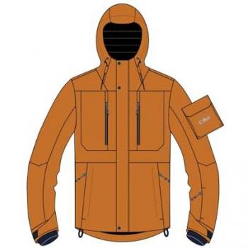 Chaqueta de esquí para hombre CMP Mechanical Stretch Loose naranja butano con capucha fija, talla 56