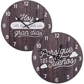 Dcasa - Reloj de pared madera frases wengen 2m - Persique tus sueños