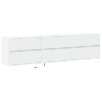Mueble TV multimedia suspendido con LED RGB, 180 x 31 x 45 cm, color blanco
