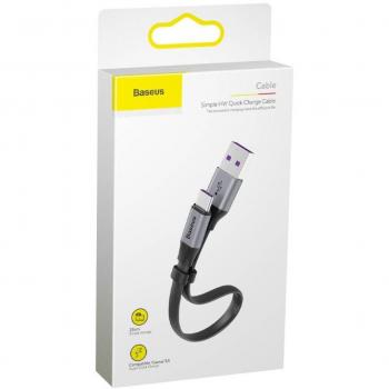 Baseus Simple HW USB-C Cable CATMBJ-BG1 - Silver/Black 23cm Fast Charging Data Transfer Cable
