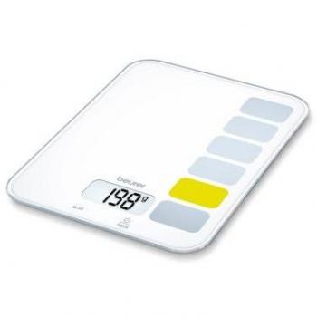Beurer KS19 Balanza de Cocina Digital, Capacidad 5 kg, Precisión 1 g, Plataforma de Vidrio Templado, Pantalla LCD, Función Tara, Apagado Automático, Incluye P