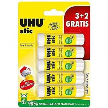 UHU Stic 5 x 8,2 g pegamento para niños, seguro para manualidades, ideal para escuela y oficina