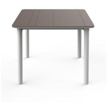 Noa 90x90 cm Square Resin Table - White Base, Sand Top, Indoor/Outdoor Use