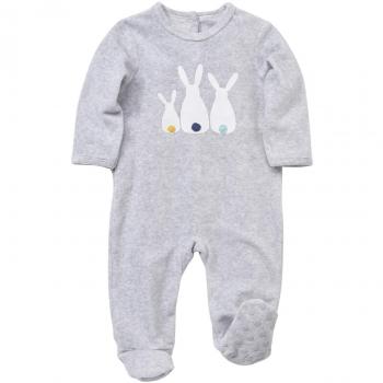 VERTBAUDET Pijama de terciopelo para bebé con automáticos detrás Gris Jaspeado 1M - 54CM