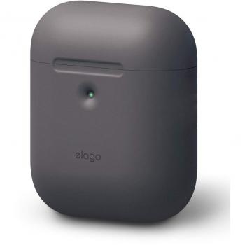 Elago a2 funda de silicona compatible con audifonos apple airpods 2 inalambricos led frontal visible soporta carga inalambrica proteccion adicional sin mosqueton gris oscuro