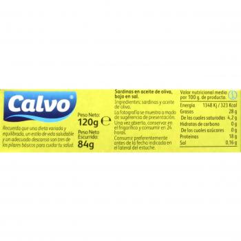 Calvo Sardinas en Aceite de Oliva, Baja en Sal - Paquete de 10 x 120 gr - Total: 1200 gr