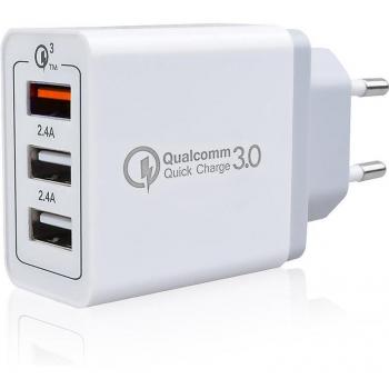 Cargador USB con puerto QC3.0 + doble puerto 2.4A-30W