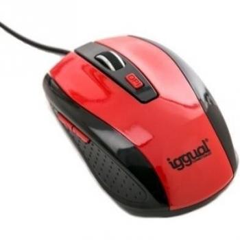 Iggual PSI09094 - Ratón inalámbrico, 2.4 GHz, 1200 dpi, scroll + 3 botones, color rojo y negro