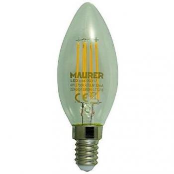 Bombilla led filamento vela e14 4 w40 w 470 lumenes luz calida 3000k