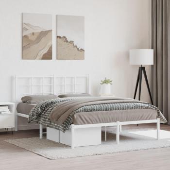 Cama solar con cabecero de metal blanco 140x200 cm
