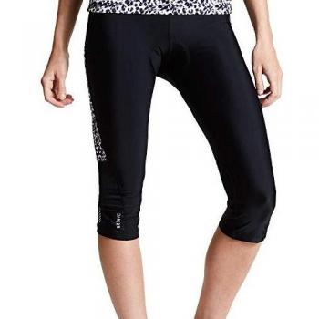 Dare2B Worldly-Culotte Pirata, Tejido Ligero De Secado Rápido, Costuras Planas, Badana De Gel Moldeada En 3D Cycle Shorts, Mujer, Black/White zoological, 16