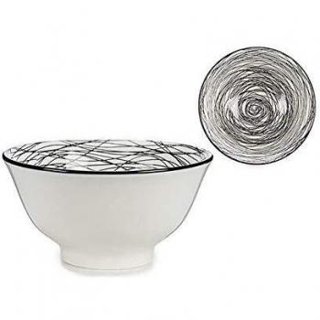 BigBuy Home S3605169 Bol Porcelana, Negro, 16 cm