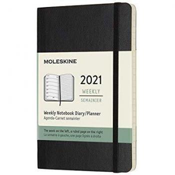 Agenda Semanal 12 Meses Pocket Negra Tapa Blanda 2022 Moleskine