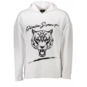 Plein Sport White Cotton Hooded Sweater - XL