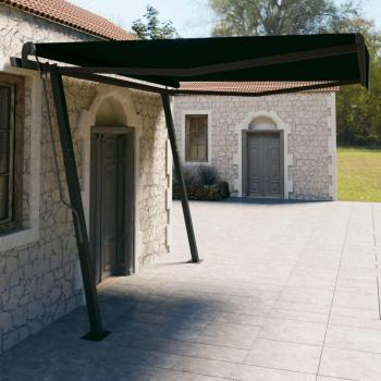 Toldo retráctil automático 4x3 m antracita con postes