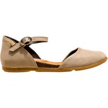 Sandalias planas de mujer en piel de color gris