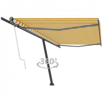 Toldo de pie automático amarillo y blanco 500x300 cm