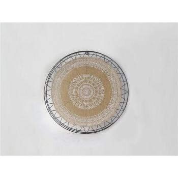 Placa de Pared Decorativa Romimex Metal y Cuerda Negra Natural 45 x 45 x 3 cm