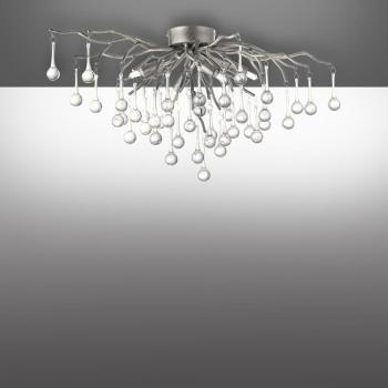 Plafoniera Paul Neuhaus Icicle, colgante de cristal, 4 luces, plata