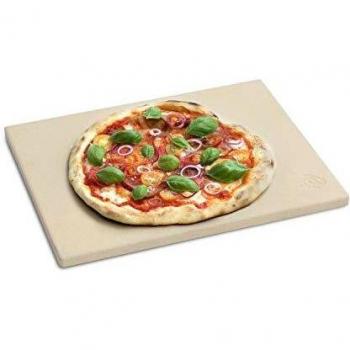 BURNHARD Piedra para Pizza Rectangular 38 x 30 x 1,5 cm Adecuado para Parrilla, Hecho de cordierit, preparación de Pan, Tarta flambeada y Pizza casera, Asar a la Piedra, Pan de ladrillo