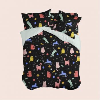 Funda nórdica Cosmic Cats de alta calidad y diseño multicolor