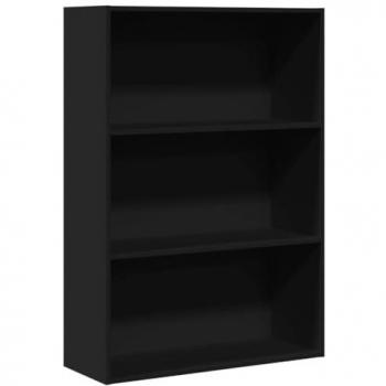 Estantería de madera multicapa negra 80x30x114 cm