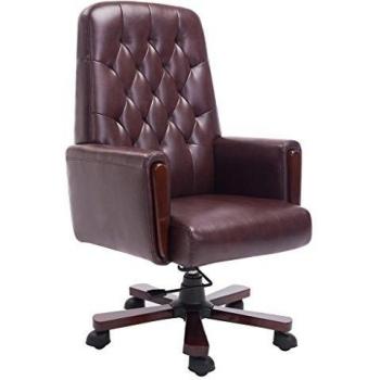 vidaXL Silla de oficina Chesterfield cuero sintético, Marrón