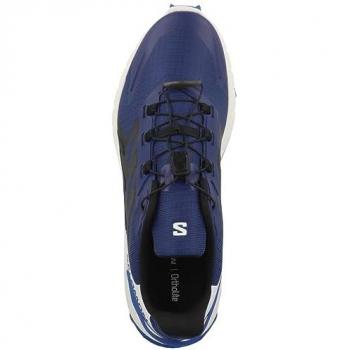 Salomon Zapatillas de Trail Running Supercross 4 para Hombre, color azul oscuro y blanco, talla 44