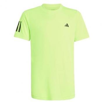 Camiseta de Manga Corta Adidas Club 3 Stripes para Niños, Color Lima, Talla 11-12 Años