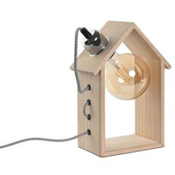 Lámpara de Mesa Home ESPRIT Marrón Plateado Natural de Madera de Pino 50 W 220 V 18 x 10 x 25 cm