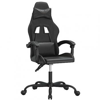 Silla Gaming Cuero Sintético Negro - Asiento Reposabrazos Ruedas Juego Giratoria Altura Ajustable Profesional Estudio Oficina Casa