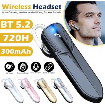 Auriculares Inalámbricos Bluetooth 5.2 de Negocios, Estéreo con Manos Libres, Reducción de Ruido, Micrófono y Larga Duración en Espera - Oro