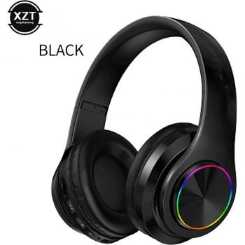 Auriculares Inalámbricos Bluetooth 5.0 con Luz LED, Plegables, Micrófono, Soporte para Tarjeta TF, Conexión AUX de 3.5mm y FM Stereo Bass