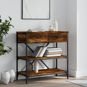 Mesa consola de madera de ingeniería 75x34,5x75 cm en color Negro, Roble ahumado y Gris sonoma - Mesa de sofá, Entrada para Salón, Consola de Entrada, Mueble Recibidor, Mes
