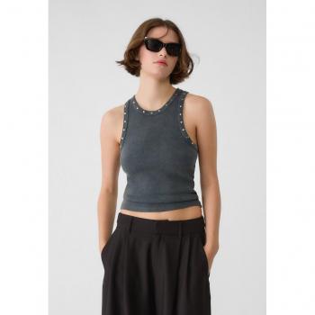 Studded Dark Grey Racerback Shirt S