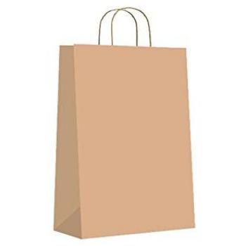 SIN MARCA Bolsa de papel asa retorcida kraft reciclado formato m 27+12x37cm 90gr 02105050