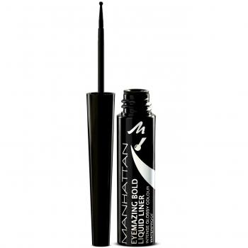 Manhattan Eyemazing Bold Liquid Liner N.º 001 Black - Delineador líquido de ojos, color negro intenso, acabado bold, fórmula de larga duración, aplicador preciso para trazar líneas definidas