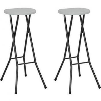 vidaXL 2X Sillas Altas de Bar Plegables HDPE Blancas 35x44x80cm Exteriores