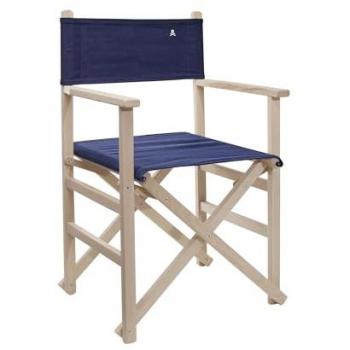 Sillón Director Plegable Scalpers Estructura sin Barniz con Lona Color Azul Oscuro, Fabricado en Madera de Haya de Primera Calidad