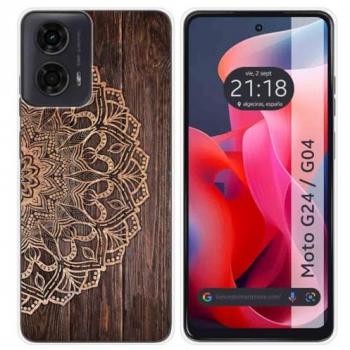 Funda de Silicona para Motorola Moto G04 / G24 con Diseño de Madera 06