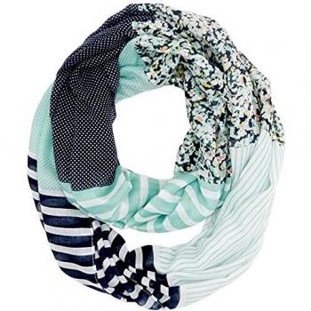 Tom Tailor 1024049 Bufanda Tubular con Estampados, 25986 Soft Leaf Green, Talla única para Mujer
