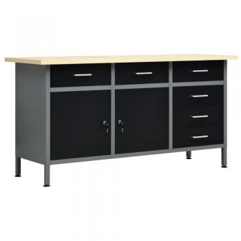 Sonata Black Workbench, 160x60x85 cm, Steel