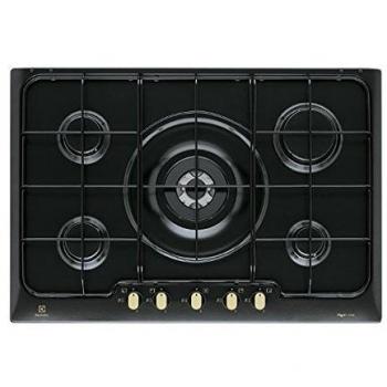 Placa de Gas Empotrada Electrolux PN750RUV 75 cm Negra con 5 Quemadores y 1 Bruciatore Tripla Corona