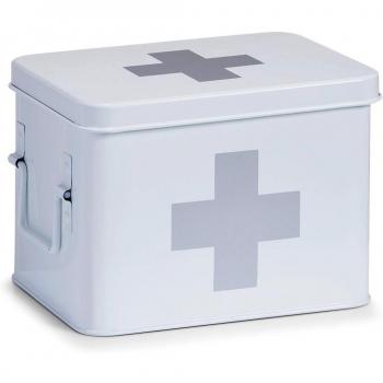 Zeller 18118 Caja de Medicina de Metal, Blanco, 21.5x16x16 cm