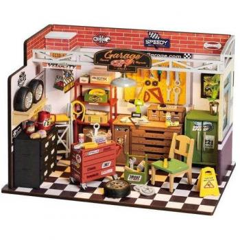 Rolife Garage Workshop Maqueta - Kit de modelismo en madera, incluye piezas precortadas, herramientas y manual de instrucciones, escala detallada, diseño realista, ideal para coleccionistas y amantes del bricolaje
