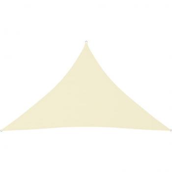Toldo de vela triangular tela Oxford color crema 3,5x3,5x4,9 m
