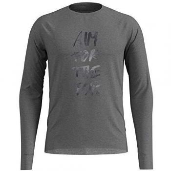 Odlo Alliance Longsleeve Camiseta de Manga Larga para Hombre, Grey Melange – Aim Print Fw19, Small